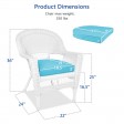 White Wicker Chair With Sky Blue Cushion - Set of 2