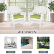 White Wicker Chair With Sage Green Cushion - Set of 2