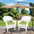 White Wicker Chair With Sage Green Cushion - Set of 2