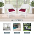 White Wicker Chair With Red Cushion - Set of 2