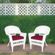 White Wicker Chair With Red Cushion - Set of 2