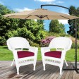 White Wicker Chair With Red Cushion - Set of 2