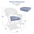 White Wicker Chair With Steel Blue Cushion - Set of 2