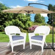 White Wicker Chair With Steel Blue Cushion - Set of 2