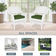 White Wicker Chair With Hunter Green Cushion - Set of 2