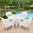 5pc White Wicker Dining Set - Ivory Cushions