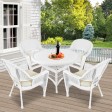 5pc White Wicker Dining Set - Ivory Cushions