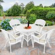 5pc White Wicker Dining Set - Ivory Cushions