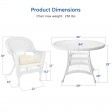 5pc White Wicker Dining Set - Ivory Cushions