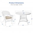 5pc White Wicker Dining Set - Tan Cushions