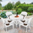 5pc White Wicker Dining Set - Brown Cushions