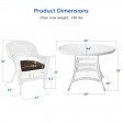 5pc White Wicker Dining Set - Brown Cushions