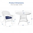 5pc White Wicker Dining Set - Midnight Blue Cushions