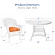 5pc White Wicker Dining Set - Orange Cushions