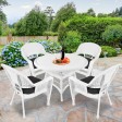 5pc White Wicker Dining Set - Black Cushions