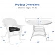 5pc White Wicker Dining Set - Black Cushions