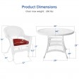 5pc White Wicker Dining Set - Brick Red Cushions