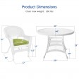 5pc White Wicker Dining Set - Sage Green Cushions