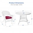 5pc White Wicker Dining Set - Red Cushions