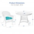 5pc White Wicker Dining Set - Turquoise Cushions