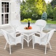 5pc White Wicker Dining Set Without Cushion