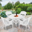 5pc White Wicker Dining Set Without Cushion