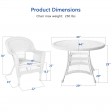 5pc White Wicker Dining Set Without Cushion