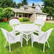 5pc White Wicker Dining Set Without Cushion