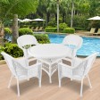 5pc White Wicker Dining Set Without Cushion