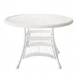 White Wicker 44 Inch Round Dining Table