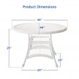 White Wicker 44 Inch Round Dining Table