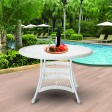 White Wicker 44 Inch Round Dining Table