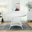 White Wicker 44 Inch Round Dining Table