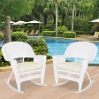 White Rocker Wicker Chair with Ivory Cushion-  Set of 2