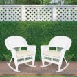 White Rocker Wicker Chair with Ivory Cushion-  Set of 2