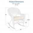 White Rocker Wicker Chair with Ivory Cushion-  Set of 2
