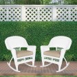 White Rocker Wicker Chair with Tan Cushion-  Set of 2