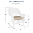 White Rocker Wicker Chair with Tan Cushion-  Set of 2