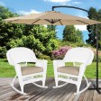 White Rocker Wicker Chair with Tan Cushion-  Set of 2