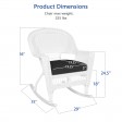 White Rocker Wicker Chair with Black Cushion-  Set of 2