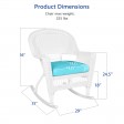 White Rocker Wicker Chair with Sky Blue Cushion-  Set of 2