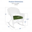 White Rocker Wicker Chair with Hunter Green Cushion-  Set of 2