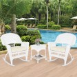 3pc White Rocker Wicker Chair Set With Ivory Cushion