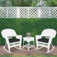 3pc White Rocker Wicker Chair Set With Black Cushion