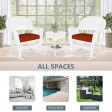 3pc White Rocker Wicker Chair Set With Brick Red Cushion