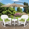 3pc White Rocker Wicker Chair Set With Sage Green Cushion