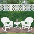 3pc White Rocker Wicker Chair Set Without Cushion