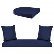 White Resin Wicker Porch Swing with Midnight Blue Cushion
