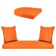 White Resin Wicker Porch Swing with Orange Cushion