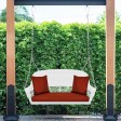 White Resin Wicker Porch Swing with Brick Red Cushion